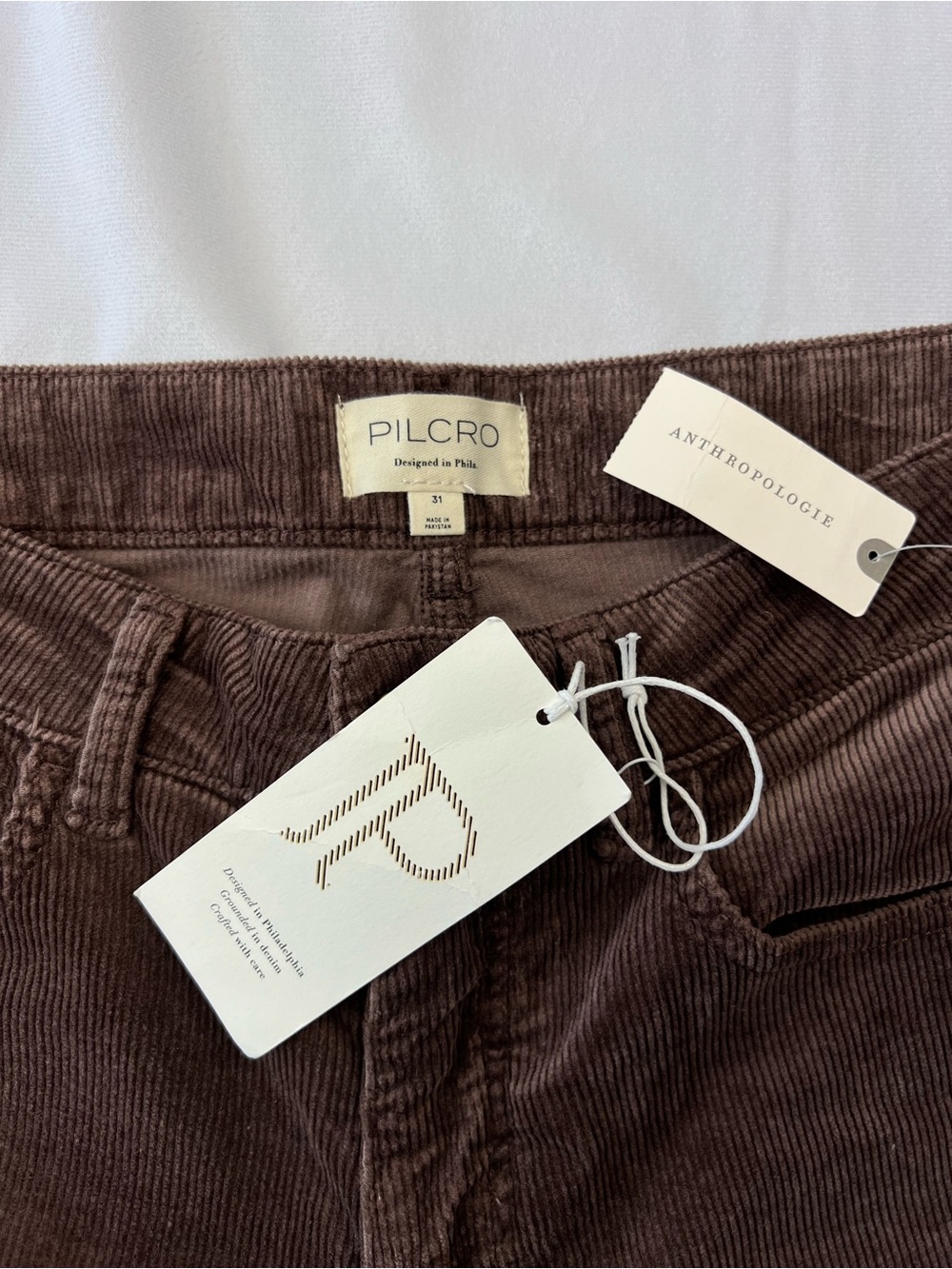 Pilcro The Yaya High Rise Flare Kick Corduroy Pants - Ankle Brown NEW - Size 31 - Picture 5 of 9